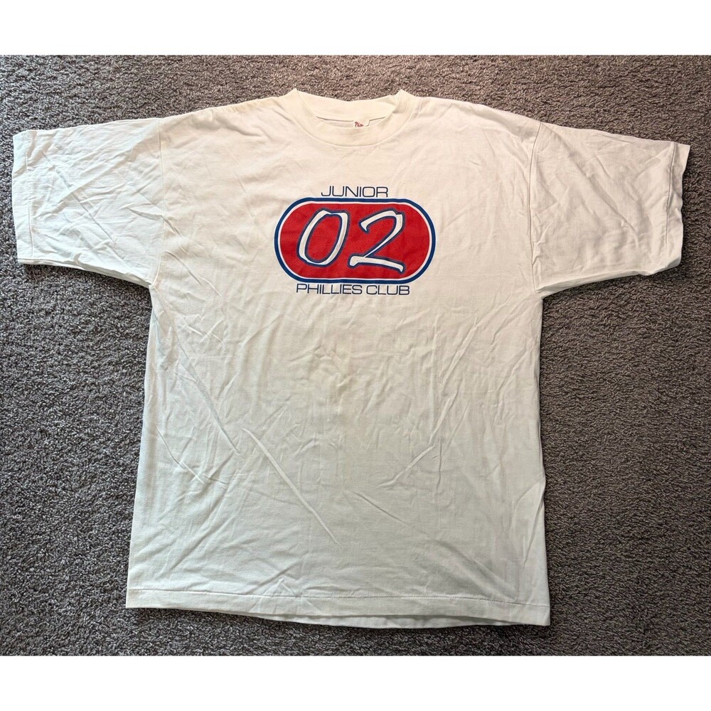 Vintage 2002 Junior Philadelphia Phillies Club T Shirt Promo White MLB Size XL